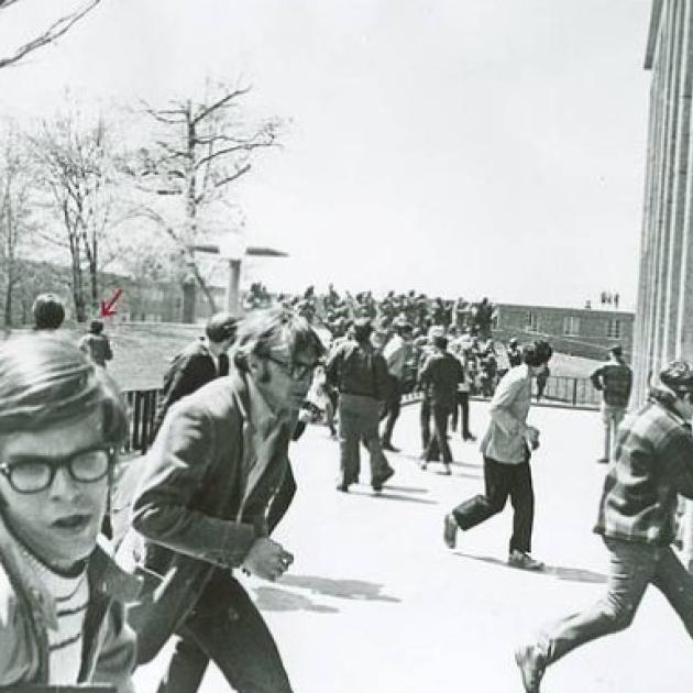 Students running in fear