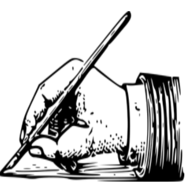 Hand writing with a pen