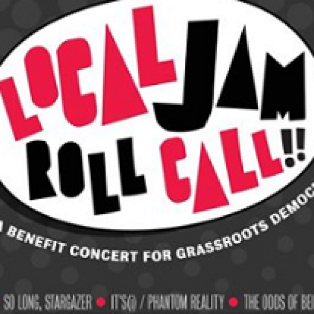 Words Local Jam Roll Call in red and black against gray