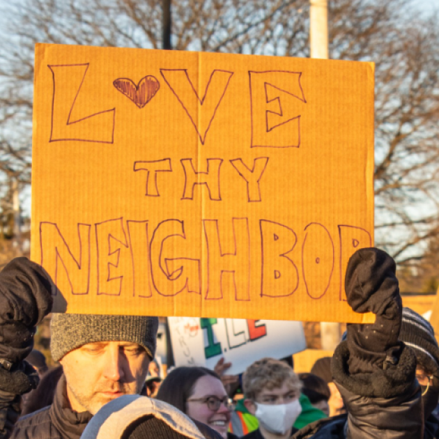 Love thy neighbor sign