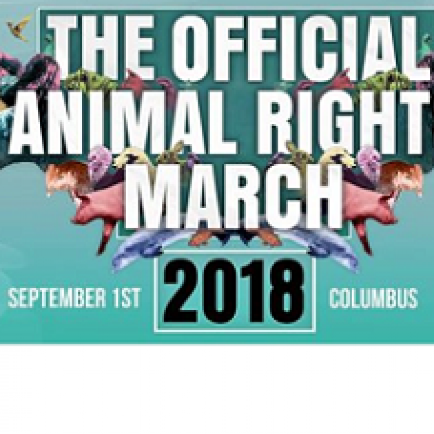 Words The Official Animal Rights March 2018 with animals in the background