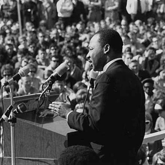 King speaking to a crowd