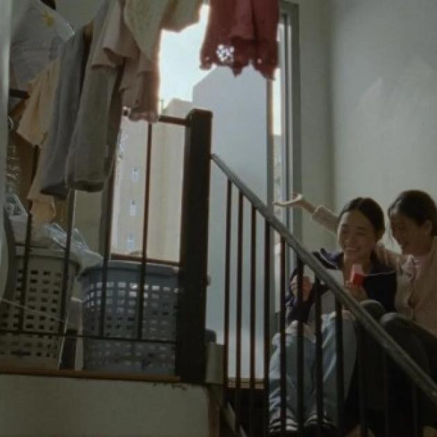 Stairway with two women on stairs