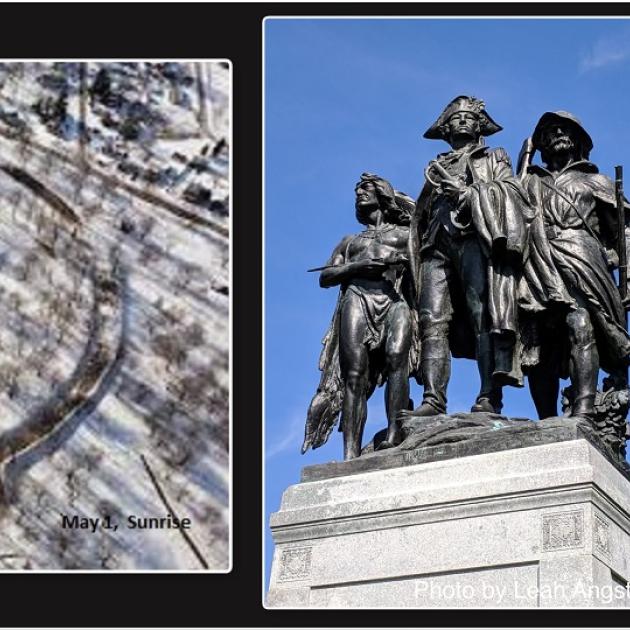Map of mound and statue