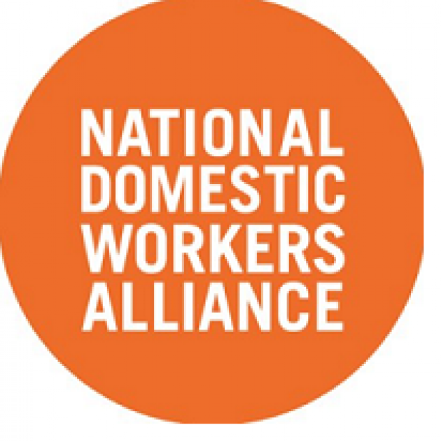 Orange circle with National Domestic Workers Alliance written inside
