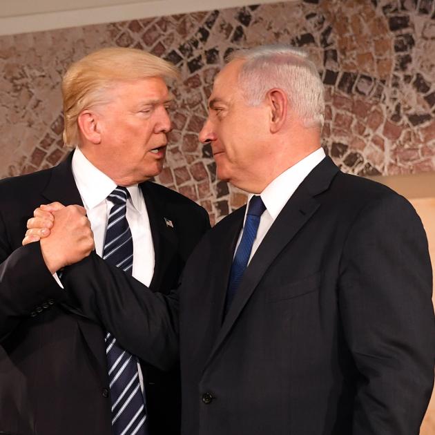 Trump hugging Netanyahu