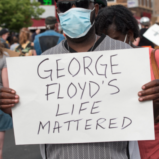 Sign saying George Floyd's life mattered