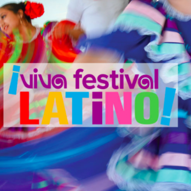 Colorful background with words Viva Festival Latino!