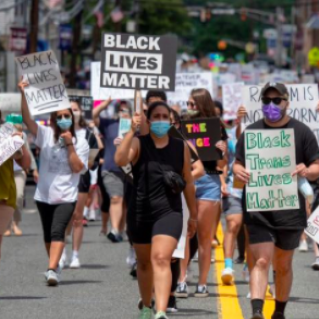 People marching with BLM signs