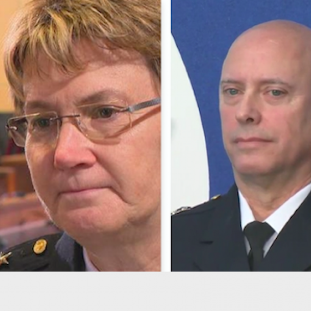 Three photos, female police chief, male police chief