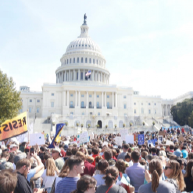 People protesting at the US Capitol building