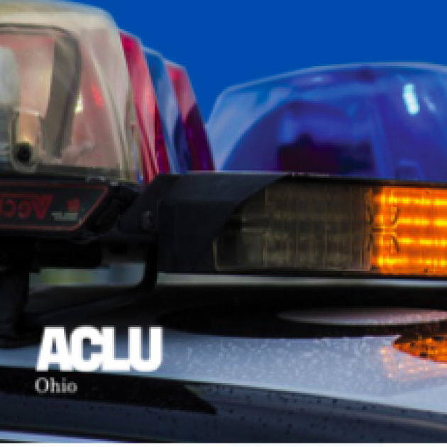Words ACLU and lights on police car