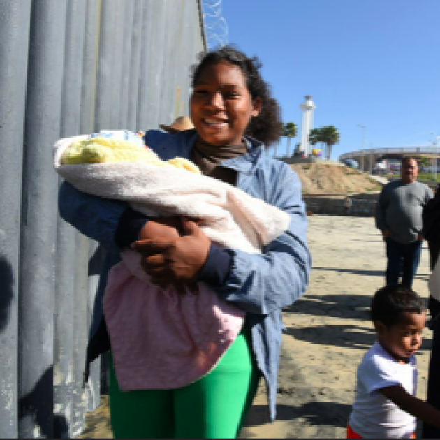 Woman holding baby