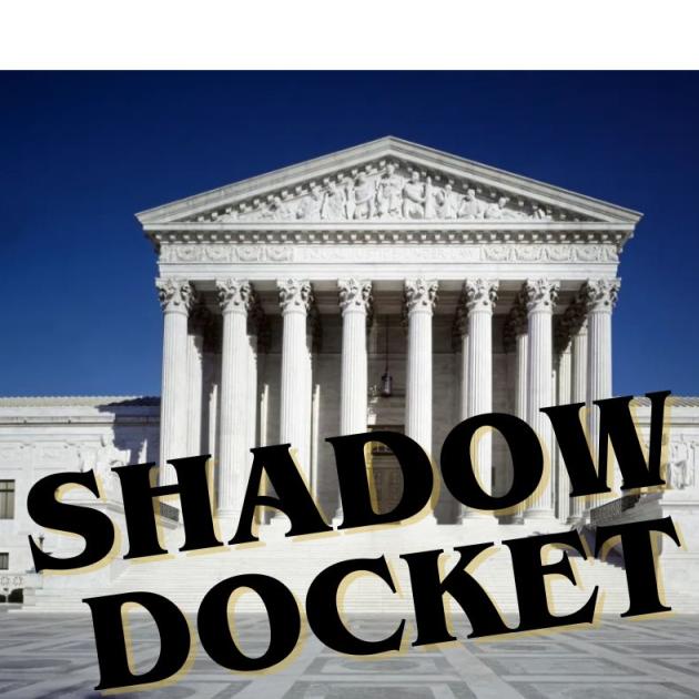 Supreme Court building and words Shadow Docket