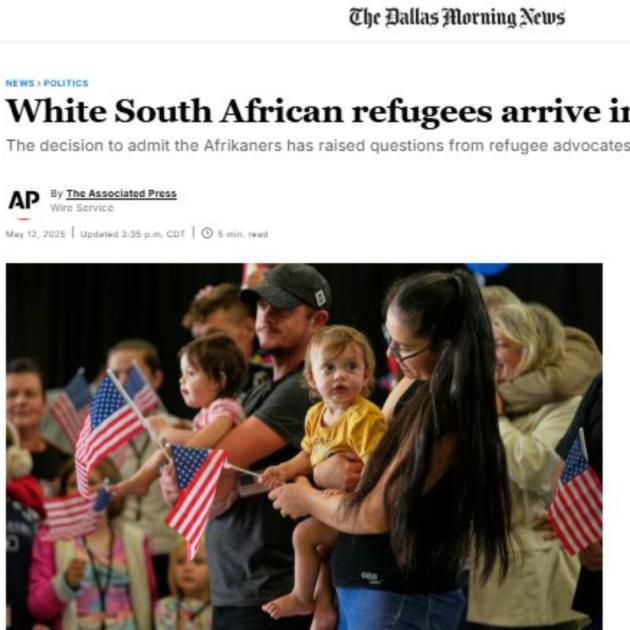Article about white south African refugees