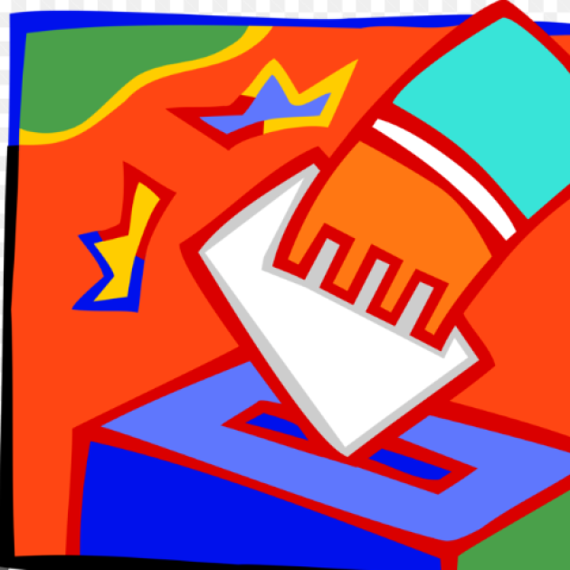 A hand placing ballot in box