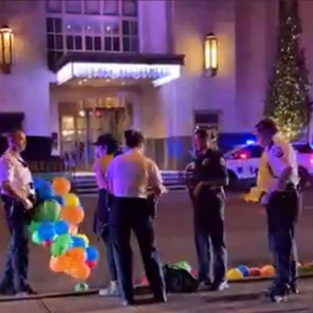 Police on street with balloons