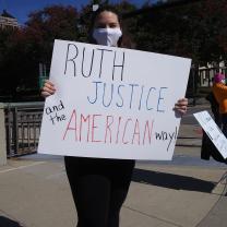 Sign saying Ruth Justice and the American Way