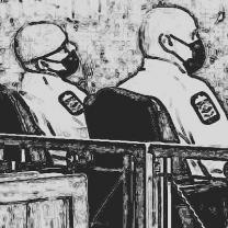 Drawing of cops at the trial