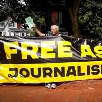 Banner about Assange