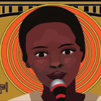 Black woman speaking into a mic