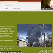 Example of Poweroint slide with Cathy's face and a photo of big smoke cloud