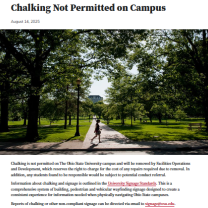 Article about OSU decision to ban chalking on campus