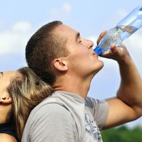 Drinking bottled water