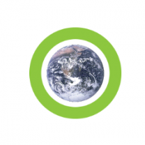 Earth with a green circle around it
