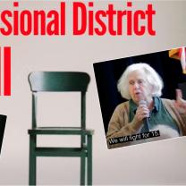 Empty chair and Mary Jo Kilroy