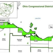 Map of gerrymandered district in northern Ohio