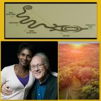 Man and wife and picture of Serpent Mound