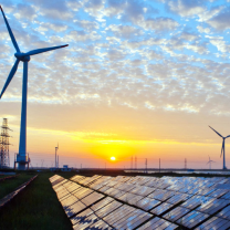 Wind turbine and solar panels