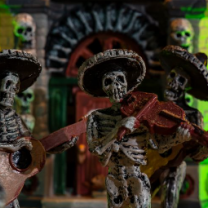 Skeletons playing in a band
