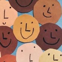Lots of different colored skin happy faces