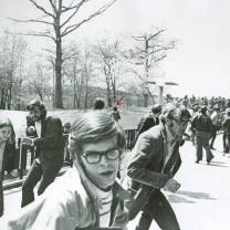 Students running in fear