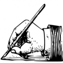 Hand holding a pen writing on paper