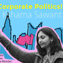 Woman holding fist and details about event