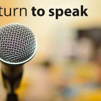 Microhone and words turn to speak