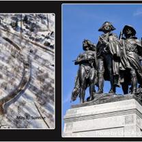 Map of mound and statue