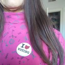 I voted sticker on shirt