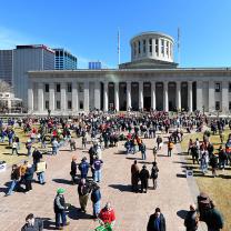 People protesting at Ohio Statehouse