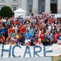 People rallying against Trump healthcare plan