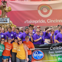 Coporate groups gathering for Pride