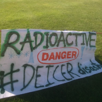 Sign outside saying Radioactive Danger #deicer disaster