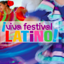 Colorful background with words Viva Festival Latino!