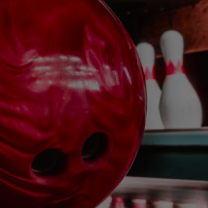 Bowling ball and pins