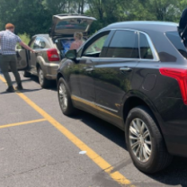 Cars with trunks open