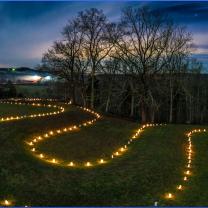 Lights lining the serpent mound