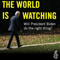 The World is watching - will Biden do the right thing and him walking up a path outside